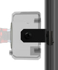 Emergency Stop Mount For Podium Kill Switch, USA Made Sim Racing Rig Bracket, side view showing black 8020 aluminum profile attachment