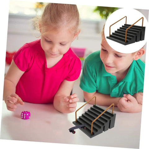 Kids playing with Fingerboard Skateboard Ramp Set Two Piece Mini Skatepark Obstacle Accessories, plastic ramps, 5.5x5.1x4.5 inches.