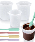 Go To Silicone Chocolate Melting Cup Set With 4 Measuring Cups 250ml And 350ml And 4 Heat Resistant Jar Spatulas Non Stick Baking Tools