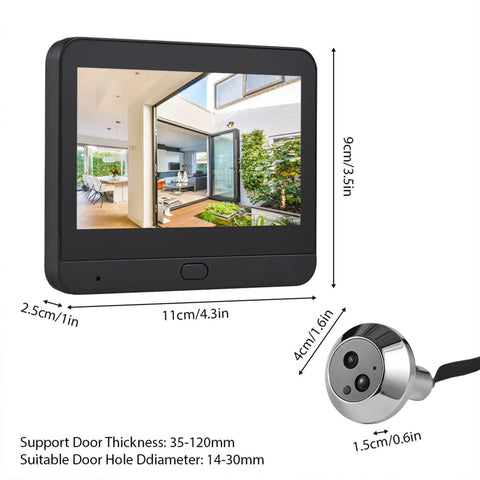 Smart Video Doorbell Camera With 4.3 Inch Display, 1080P HD Video, WiFi Door Peephole Viewer, Tuya App Compatible shown installed