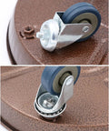 Close-up of blue wheels on 20 Inch Round Plant Stand With Lockable Wheels Heavy Duty 480 Lb Capacity Rolling Plant Caddy