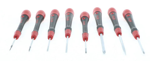 Slotted And Phillips Screwdriver Set Eight Piece With Soft PicoFinish Handles In Canvas Pouch Chrome Finish For Comfortable Grip