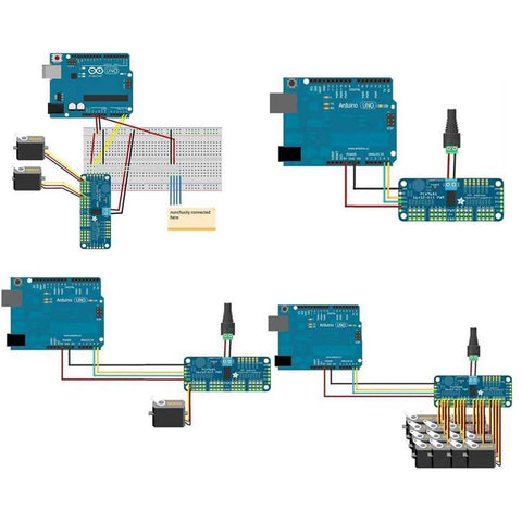 PCA9685 Compatible 16 Channel PWM Servo Driver With I2C Interface For Arduino And Raspberry Pi setup illustration