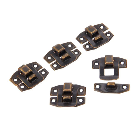 Antique Bronze Box Hasp Lock Set 20Pcs Vintage Jewelry Box Latches 24x19mm Old School Retro Hardware For Jewelry Box Suitcase Toolbox