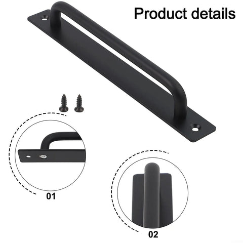 Aluminum Alloy Sliding Door Handle Pull Push Barn Door Hardware For Interior And Exterior Wood Glass Aluminum Closet Doors Fence Gates And Shed Doors Brushed Finish 212 x 25 mm, black