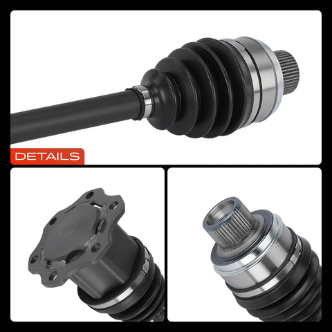 Audi Q5 Front CV Axle Shaft Assembly For 2011 2012 2.0L L4 Front Left Or Right With Axle Nut Included Drop-In Replacement OEM-Grade Durability No-Hassle Bolt-On Install, close-up CV axle shaft