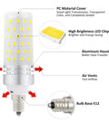 Diagram of 4 Pack E12 LED Bulbs 16W 100 Watt Equivalent Daylight White 6000K 1500 Lumen Non Dimmable Candelabra LED Bulbs