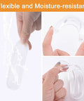 Close-up of clear PU self-adhesive finger pulls showing flexibility and moisture resistance features.