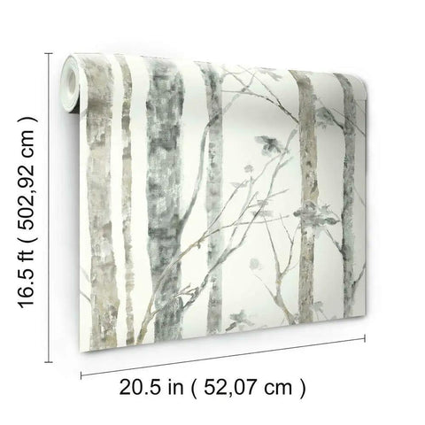White Birch Trees Peel And Stick Wallpaper Vinyl 12 Ft By 9 Ft Made In USA Easy To Apply No Water Needed No Mess Repositionable