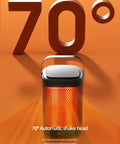 Portable Indoor Space Heater 1500W With Thermostat And 12 Hour Timer, 70 Degree Oscillation, front view on orange background