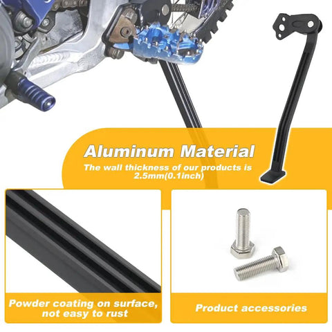 Lightweight Aluminum Motorcycle Kickstand For YZ250F YZ450F 2006 2009 Dirt Bike Side Stand With Anodized Rust Resistant Finish No Fuss Install For Stable Parking And Long Lasting Durability installed on bike with bolts