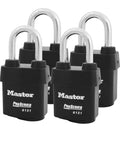 Four Beefy High Security Pro Series Padlocks With Eight Keys Model 6121NKALF4 BumpStop Advanced Cylinder Tech Keyed Alike