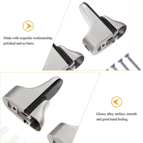 Adjustable Floating Glass Shelf Brackets In Zinc Alloy 4 Pack Wall Mount Clamp Supports with polished surface and screws