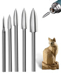 Five Piece HSS Wood Drill Bit Set With 1/8 Inch Shank, Three Edge Spiral Bits for Rotary Tools in various sizes, carving example
