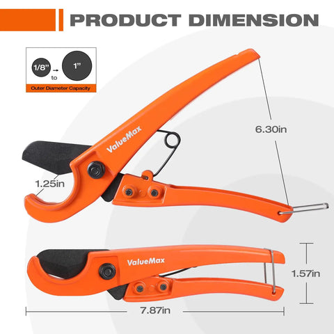 Image showing two PEX Cutter With Sharp Rust Proof Blade One Eighth To One Inch Cutting Capacity For PEX PPR PE PP And Rubber Hoses.