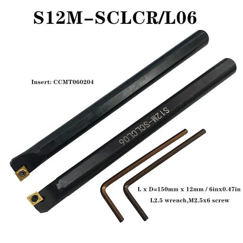 Pro Grade Indexable Lathe Turning Tool Set with Half Inch Shank showing two carbide tool holders and wrench.