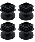 Level Out Your Workspace Essentials With These Adjustable Leveling Feet, Featuring 30X30MM Square Tube Insert Caps, Rock Solid M8 Threads Keep Everything Locked Down, Durable Plastic Metal Pair - Set of four black leveling boots.