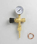 Pro Grade Argon And CO2 Gas Regulator With Brass Frame Single Stage Pressure Controller Easy Turn Knob For Precise Adjustable Output Gauge Included And Smooth Gas Supply For Welding Stations And Field Repairs brass regulator with gauge and copper tube