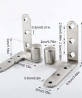 Heavy Duty 270 Degree Cabinet Pivot Hinge, 4 Inch Shaft Fittings, Solid Steel, Rust Resistant, measurements visible
