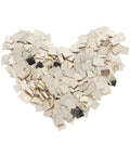 2 Packs Silver Soldering Sheets For Jewelry Make Secure Joints 0.08X0.08 Inch Precise Precut Soft Chips arranged in a heart shape.