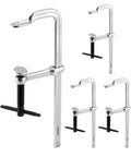 Heavy Duty 8 Inch F Clamp Four Pack With Drop Forged Bar Jaws Two And A Quarter Inch Throat Depth Corrosion Resistant Nickel Chrome Finish Rail Spindle And Handle Built For Pros, four clamps