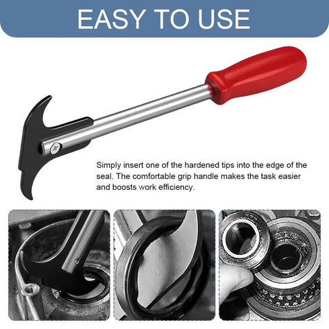 Oil Seal Removal Tool With Dual Hook Tips Heavy Duty Puller Kit for easy seal removal in tight spots with durable steel.