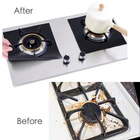 Gas Stove Burner Covers 8 Pack Nonstick Reusable Double Thickness 0.2mm Protective Liners for Stovetop Before and After use