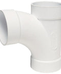 Airvac VM106 white PVC 3-way 90-degree T-fitting, side view
