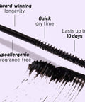 Close-up of a mascara wand illustrating features of Eternal Bond Black Lash Glue With Crystal Coat Sealant for long-lasting wear.