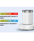 Dope Two In One Desk Drink Heater And Chiller With Matching Mug displaying temperature settings for heating and cooling functions.