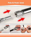 Workhorse Telescoping High Voltage Rescue Hook Kit For Substations pole and hook joint components close-up view