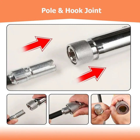 Workhorse Telescoping High Voltage Rescue Hook Kit For Substations pole and hook joint components close-up view