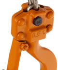 Close-up of Hand Chain Hoist With Hook Mount, Half-Ton Capacity, 1.1 In Hook Opening, Die-Cast Aluminum Body