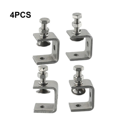 Heavy Duty Stainless Steel C Clamps For Welding And Construction Projects Secure Grip 16-25Mm Silver Finish Durable SS304 Metal Workbench Tools For Your Next Build 4 pieces viewed from above