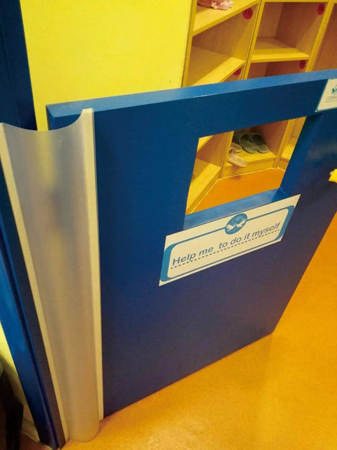 Door Jam Shield Finger Pinch Guard For Baby Proofing And Kidproof Homes Hinge Cover over classroom blue door