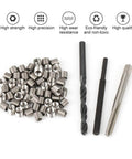 50Pcs Stainless Steel Thread Repair Kit With Helicoil Style Inserts For Aluminum And Other Light Metals shown with tools and inserts