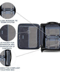 Open view of Platinum Elite Softside Expandable Carry On Luggage showing deluxe interior features and compartments