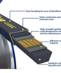 Cross-section of B173 Wrapped Industrial V Belt 176 Inch Outside Circumference for Heavy Duty Machinery showing build and materials