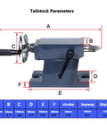 6 Inch 3 Jaw Chuck Milling Machine Indexing Head With Vertical Horizontal Indexing Plate Rotary Table Set Including Tailstock, showing dimensions and parameters.