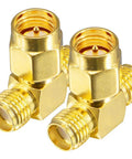 Two gold-plated adapters from Male To Dual SMA Female RF Splitter Adapter 2 Way Y Type Combiner For SDR Receiver And Signal Monitoring, Test Bench Pack Of 2