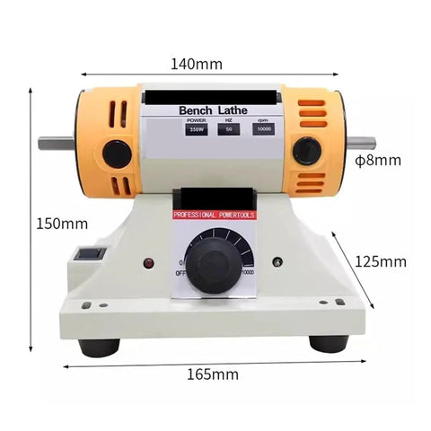 Mini Dual Mode Rotary Engraver And Compact Desktop Polisher Kit For Wet Dry Woodworking featured on a bench lathe display.