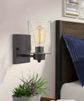 2 Pack Oil Rubbed Bronze Wall Lights With Clear Seeded Glass Mid Century Modern Vibe Interior Wall Sconces on bedroom wall
