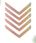 Set of five Beefy Galvanized Iron L Shaped Corner Brackets for desk, chair, cabinet, and furniture reinforcement