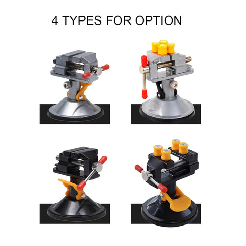 Mini Suction Vise Clamp With 360 Degree Swivel Head Grabs Tight On Smooth Desks For No Sweat Mounting dialed for precise angles and various tasks.