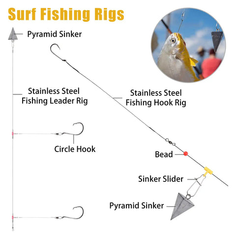 136 Piece Saltwater Tackle Kit For Surf Fishing With Lures And Rigs Hooks Leaders Swivels Sinker Weights Beads Snaps And More