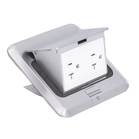 Shop Grade 250V 20A Floor Electrical Outlet With Embedded Pop Up Power Socket And Ip40 Weather Seal designed for busy office desks.