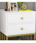 Modern Metal Nightstand With Two Smooth Drawers Heavy Duty Bedside Table beside a wall, featuring two drawers and decor.