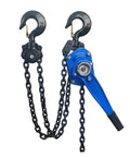 Get Your Heavy Lifting Done Fast With This Hand Operated Lever Hoist Manual Chain Block with dual hooks and black chain, lifting 1.5 ton.