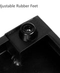 Close-up of adjustable rubber feet on compact 15.7 by 4.9 inch steel guitar pedal board with carry bag, fits 4-5 pedals, 8-degree tilt.