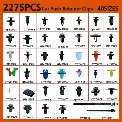 Audi S6 C7 Bumper Clips Kit 2275Pcs Push Type Retainers For 2012 2018 Sedan Heavy Duty Durable Fastener Set That Saves Time And Money Easy Install Ideal For Quick Interior And Exterior Trim And Bumper Repairs. 2275pcs assorted black plastic clips set